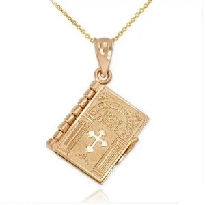 Religious Jewelry, Classic Cross Bible Gold Plated Alloy Pendant Necklace